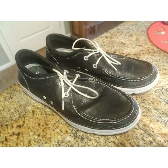 CROCS Cove Boat Shoes Loafers Size 10 Black Lace Up 11488 main image 7